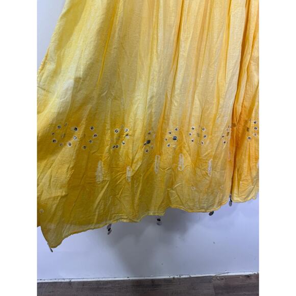 Kommotion NY Womens Skirt Size L Yellow Ombre Mirrored Pleated Gypsy Boho Flowy - Picture 4 of 7